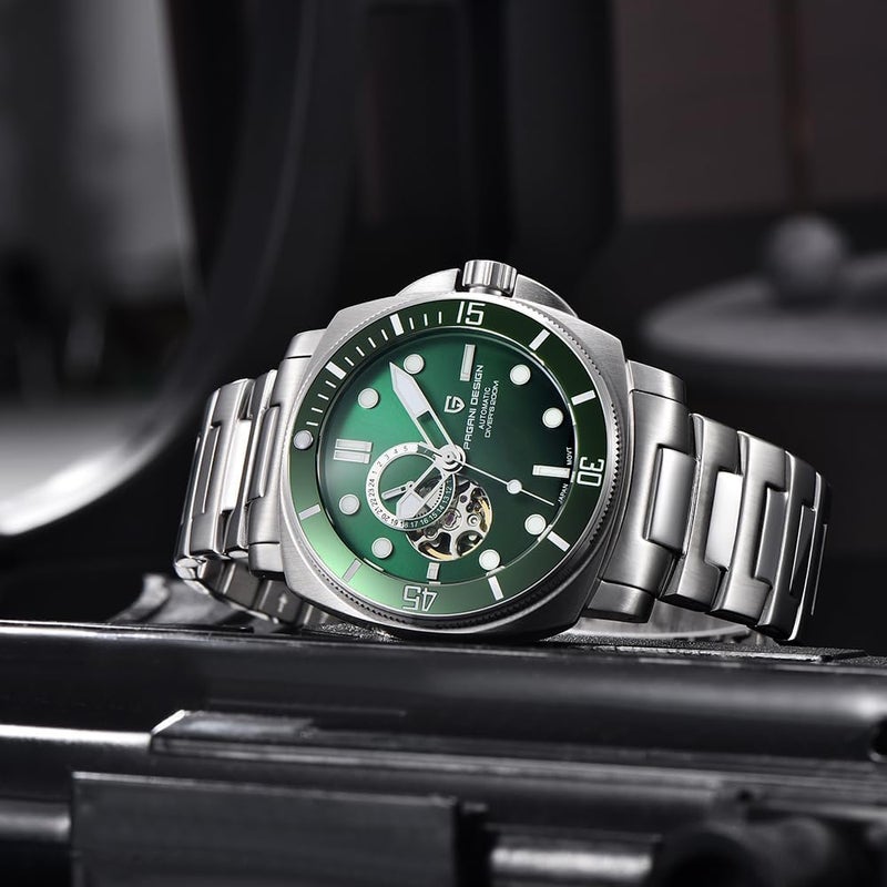 Pagani Design Automatic Men's Watch with Stainless Steel Bracelet and Sapphire Crystal - PD1736 Green - Image 4